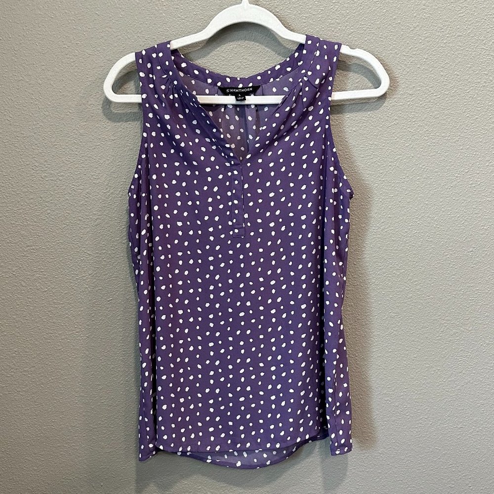 Market & Spruce Mclean Split Neck Sleeveless Blouse (S) Purple